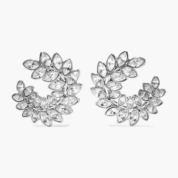 KENNETH JAY LANE Crystal Clip Earrings in Rhodium-plated Silver Brand New NWT - Picture 3 of 5